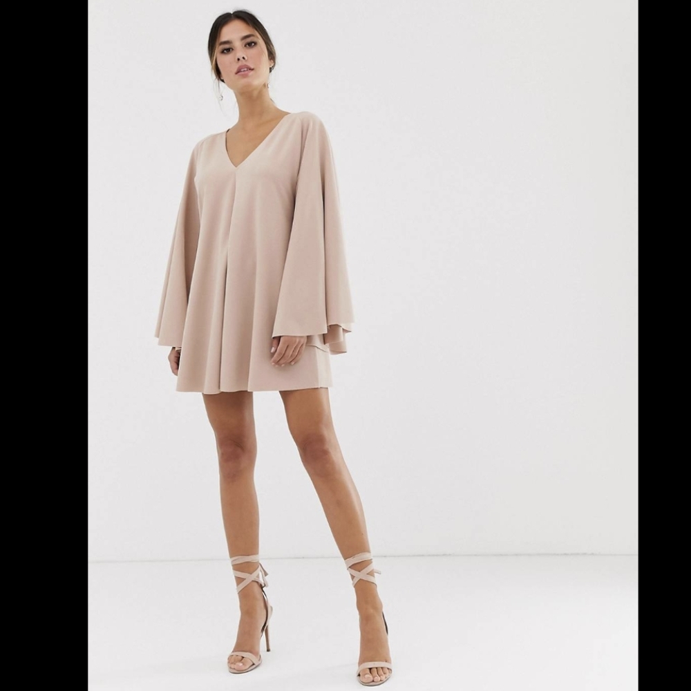 EUC Asos Long Angel Sleeve Pink Mini Dress